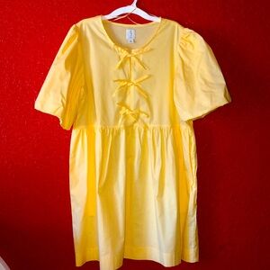 Joie Yellow Babydoll Dress with Puff Sleeves